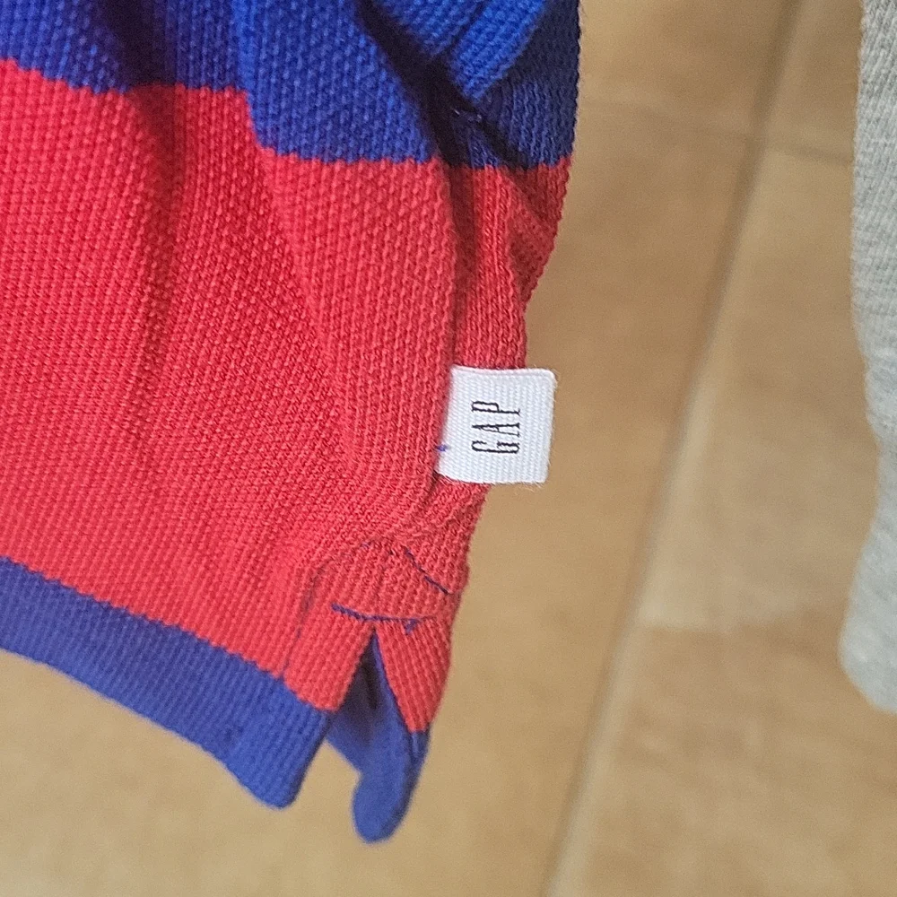 Gap red and royal striped polo with gray sleeves 14